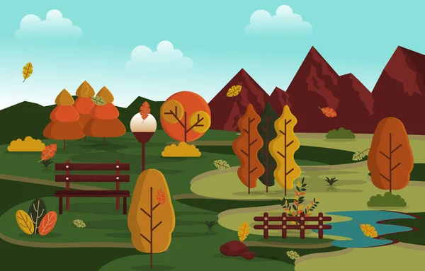 Herbst Herbst Jahreszeit Landschaft Berg Natur Landschaft Illustration — Stockvektor