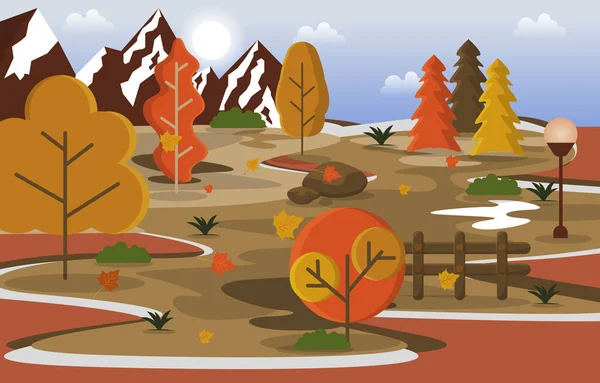 Herbst Herbst Jahreszeit Landschaft Berg Natur Landschaft Illustration — Stockvektor