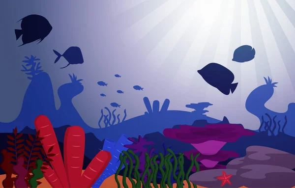 Tierwelt Fische Meer Tiere Korallen Ozean Unterwasser Aquatische Illustration — Stockvektor