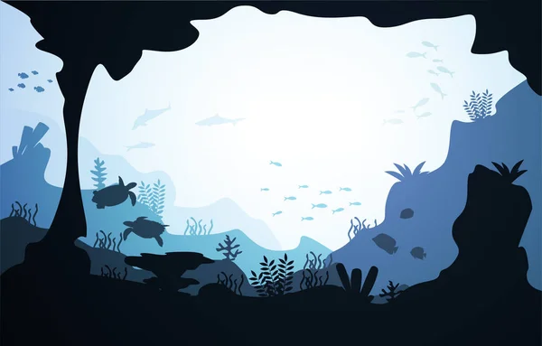 Vida Silvestre Peces Mar Animales Coral Océano Submarino Ilustración Acuática — Vector de stock