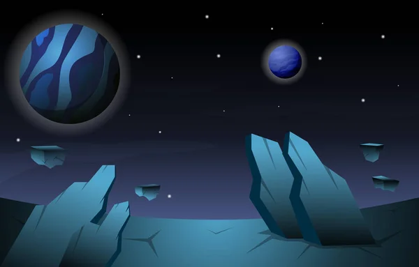 Rock Stone Planet Star Sky Space Exploration Illustration — Stockový vektor