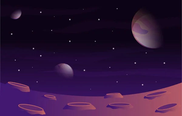 Mond Planet Stern Himmel Raum Universum Exploration Illustration — Stockvektor