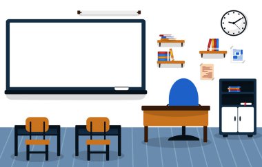 Sınıf Okul Hiç Kimse Dersi Masa Başı Eğitim Çizimi