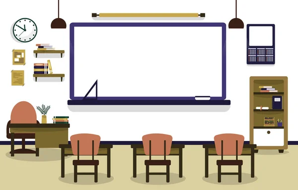 授業なし教室テーブル教育イラスト — ストックベクタ