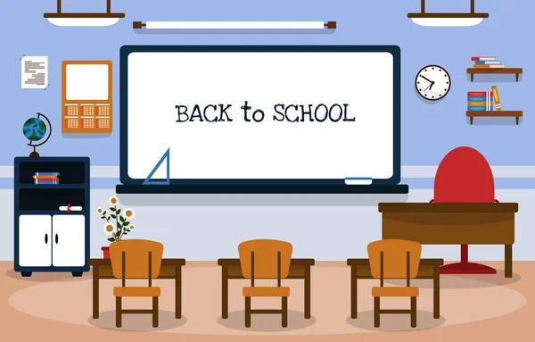 Back School Class Sala Aula Quadro Branco Cadeira Educação Ilustração — Vetor de Stock