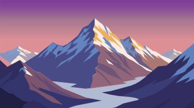 Renkli Alp Karlı Dağ Manzarası