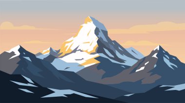 Altın Zirve Karlı Dağ Manzarası