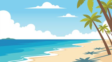 Palmiyeli güneşli tropik plaj