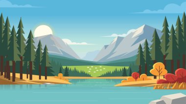 Altın Gün Doğumu Uzak Dağ Gölü