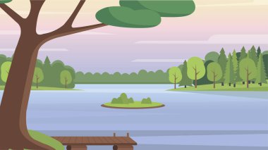 Bahar Ağaçları Çerçeveleme Nazik Lakeside Yolu