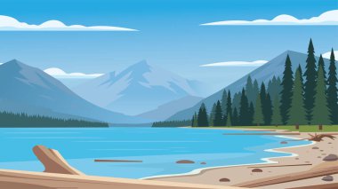 Uzak Dağları olan Mavi Alp Gölü