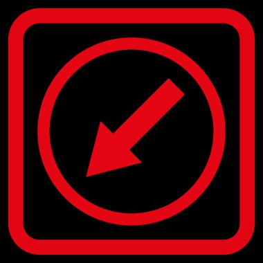 Yuvarlak aşağı sol ok düz vektör simgesi