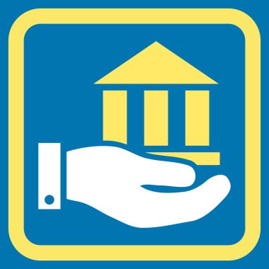 Banka hizmet düz vektör simgesi