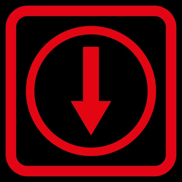 Lefelé nyíl Rownded lapos Vector Icon — Stock Vector
