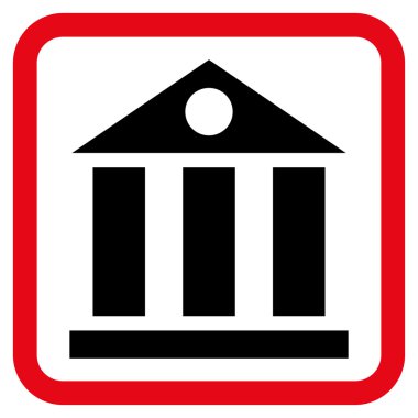 Banka Binası düz vektör simgesi