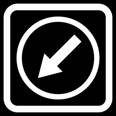 Yuvarlak aşağı sol ok düz vektör simgesi