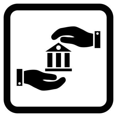 Banka hizmet düz vektör simgesi