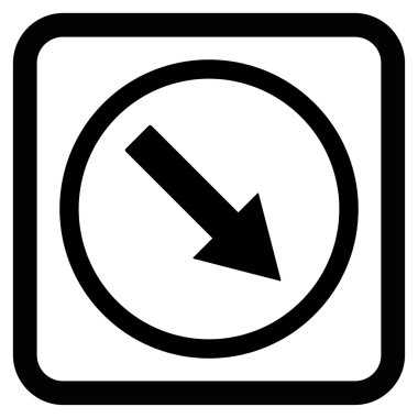 Aşağı doğru yuvarlak ok düz vektör simgesi