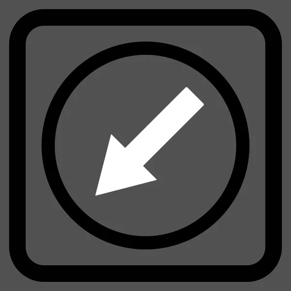 Afgeronde pijl-omlaag-links platte Vector Icon — Stockvector