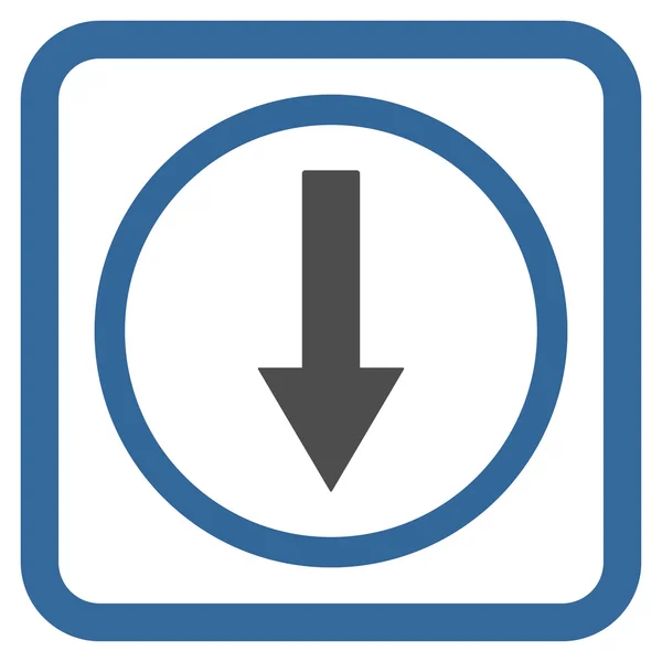 Beneden Rownded pijlpictogram platte Vector — Stockvector