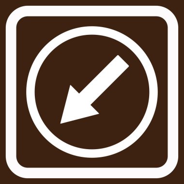 Yuvarlak aşağı sol ok düz vektör simgesi