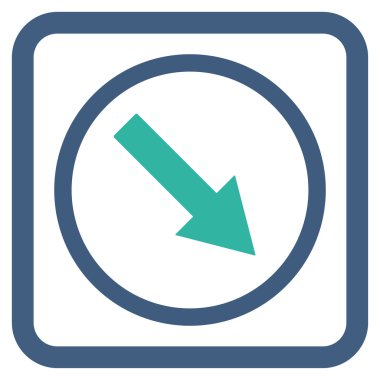 Aşağı doğru yuvarlak ok düz vektör simgesi