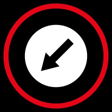 Yuvarlak aşağı sol ok düz vektör simgesi