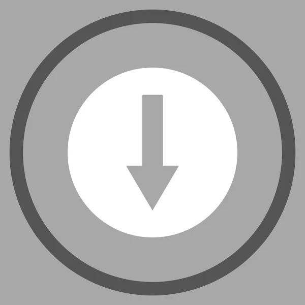 Giù arrotondato freccia piatto vettoriale icona — Vettoriale Stock