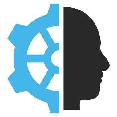 Cyborg vites düz vektör piktogram