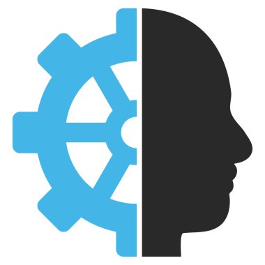 Cyborg vites düz vektör piktogram