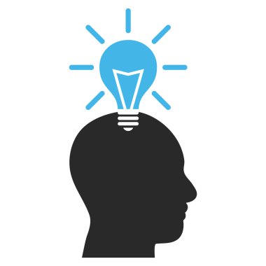 Dahi ampul düz vektör piktogram