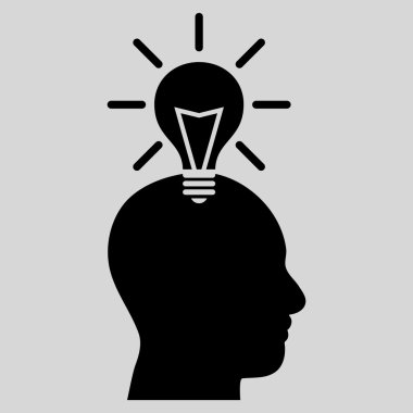 Dahi ampul düz vektör piktogram