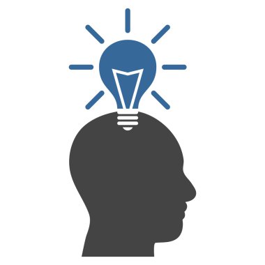 Dahi ampul düz vektör piktogram