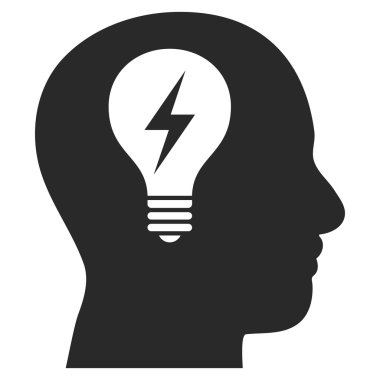 Kafası ampul düz vektör piktogram