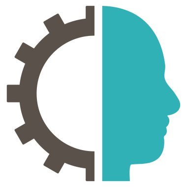 Cyborg vites düz vektör piktogram