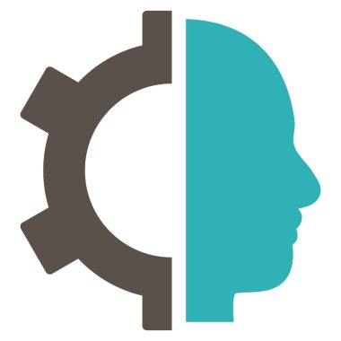 Cyborg vites düz vektör piktogram