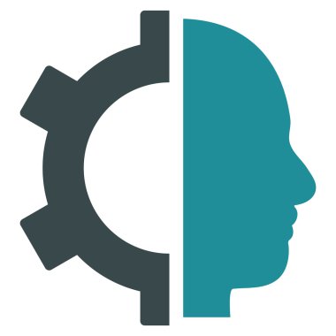 Cyborg vites düz vektör piktogram