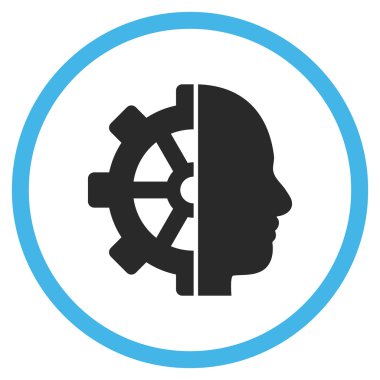 cyborg dişli düz yuvarlak vektör simgesi