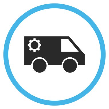 Hizmet araba düz yuvarlak vektör simgesi