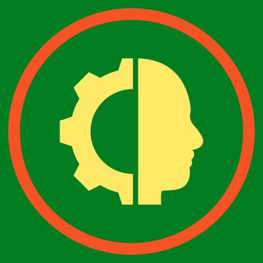 cyborg dişli düz yuvarlak vektör simgesi