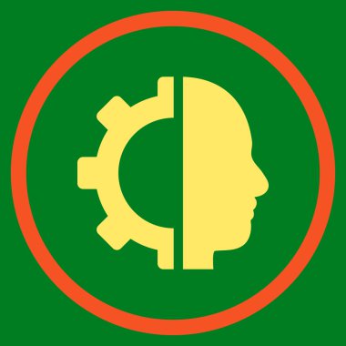 cyborg dişli düz yuvarlak vektör simgesi