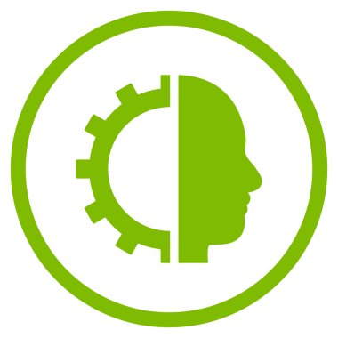 cyborg dişli düz yuvarlak vektör simgesi