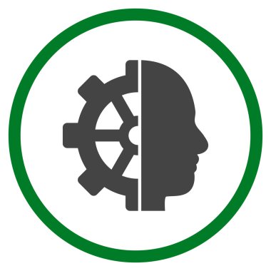 cyborg dişli düz yuvarlak vektör simgesi