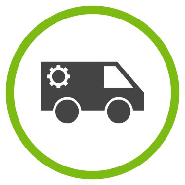 Hizmet araba düz yuvarlak vektör simgesi