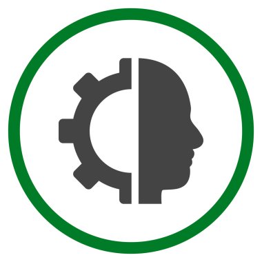 cyborg dişli düz yuvarlak vektör simgesi