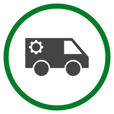 Hizmet araba düz yuvarlak vektör simgesi