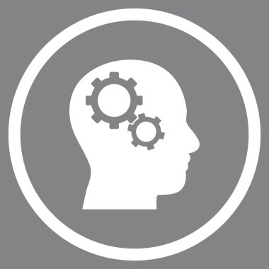 Beyin mekanik vektör yuvarlak simge düz