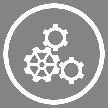 Cogwheels Düz Vektör Yuvarlak Simge