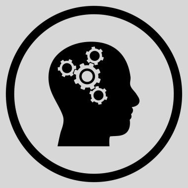 Beyin mekanik vektör yuvarlak simge düz