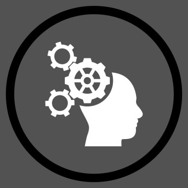 Beyin mekanik vektör yuvarlak simge düz